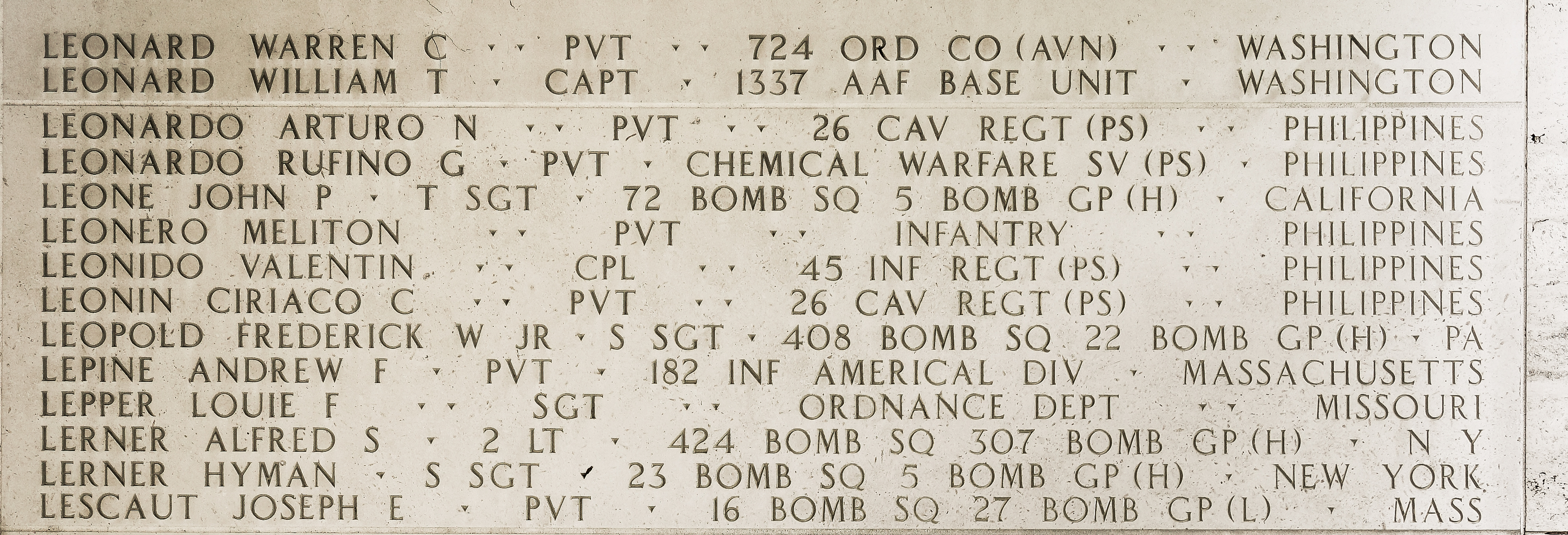 John P. Leone, Technical Sergeant